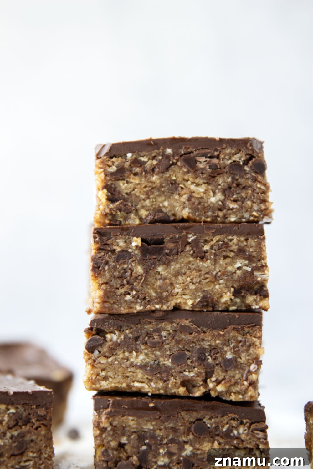 Effortless Cookie Dough Indulgence 3 Thick and chewy no-bake cookie dough bars that are secretly healthy and packed with 12 grams protein per serving!