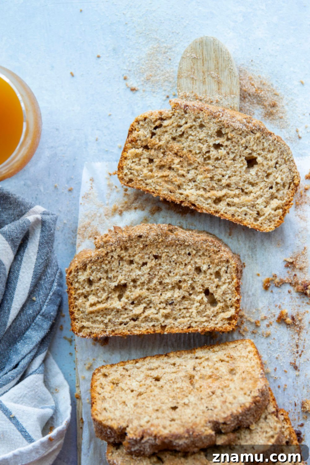 Autumn Orchard Donut Loaf 4 A warm, spiced Apple Cider Donut Bread ready to be sliced, perfect for cozy autumn mornings