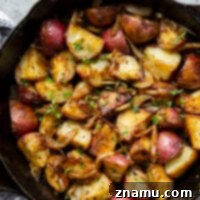 Crispy Potatoes with Sweet Caramelized Onions 8 Perfectly crispy pan fried potatoes are tossed with flavorful caramelized onions for a stand-out potato side dish that's an incredible addition to any meal!