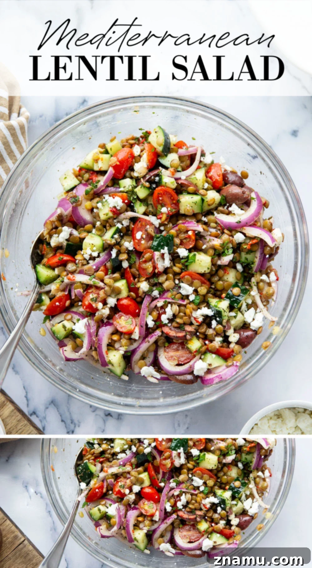 Vibrant Mediterranean Lentil Salad 7 Packed with fresh Mediterranean ingredients, tender lentils, and a flavorful citrus dressing, this Mediterranean lentil salad is quick to throw together and sure to be a lunch favorite!