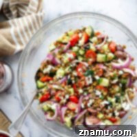 Vibrant Mediterranean Lentil Salad 8 Packed with fresh Mediterranean ingredients, tender lentils, and a flavorful citrus dressing, this Mediterranean lentil salad is quick to throw together and sure to be a lunch favorite!