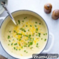 Golden Cauliflower Potato Cheese Velouté 8 Incredibly creamy and cheesy, this cauliflower potato soup is going to become an instant dinner favorite! Pair it alongside thick slices of your favorite bread for dipping.