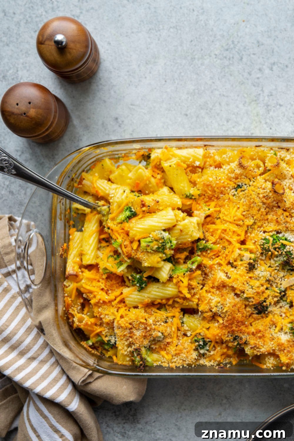 Creamy Broccoli Cheddar Pasta Bake 2 Everything you love about broccoli cheddar soup is piled into this cozy broccoli cheddar pasta bake! Ready in less than an hour and sure to become a regular on any dinner rotation.