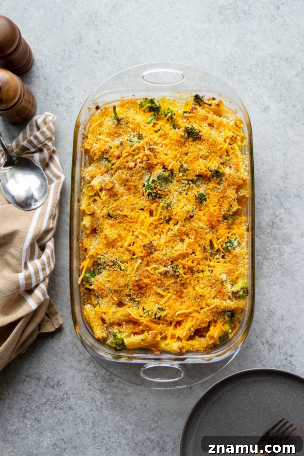 Creamy Broccoli Cheddar Pasta Bake 4 Everything you love about broccoli cheddar soup is piled into this cozy broccoli cheddar pasta bake! Ready in less than an hour and sure to become a regular on any dinner rotation.
