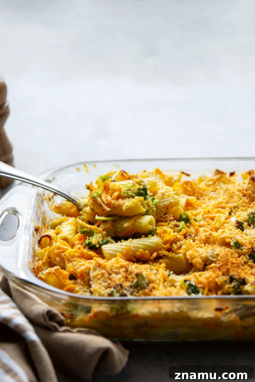 Creamy Broccoli Cheddar Pasta Bake 6 Everything you love about broccoli cheddar soup is piled into this cozy broccoli cheddar pasta bake! Ready in less than an hour and sure to become a regular on any dinner rotation.