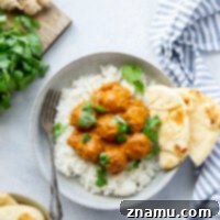 Creamy Instant Pot Butter Chicken Meatballs 8 Made entirely in the instant pot in under an hour, these butter chicken meatballs are perfectly tender and covered in the most flavorful curry sauce! Serve them hot over basmati rice with lots of cilantro and naan.