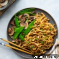 Fiery Miso Scallion Noodles 8 Spicy scallion miso noodles with mushrooms and snow peas, a quick and flavorful weeknight dinner.
