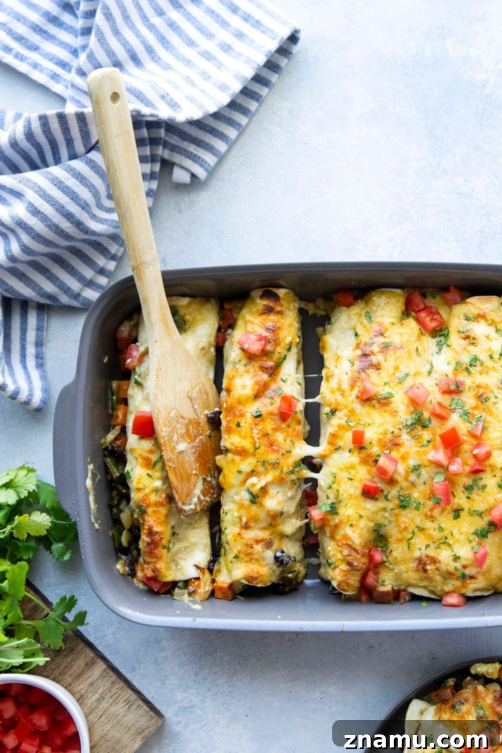 Savory Breakfast Enchiladas with Poblano Sweet Potato and Black Beans 2 These sweet potato black bean breakfast enchiladas are packed with all the savory breakfast works and smothered in a perfectly creamy green enchilada sauce. - the best hearty breakfast!