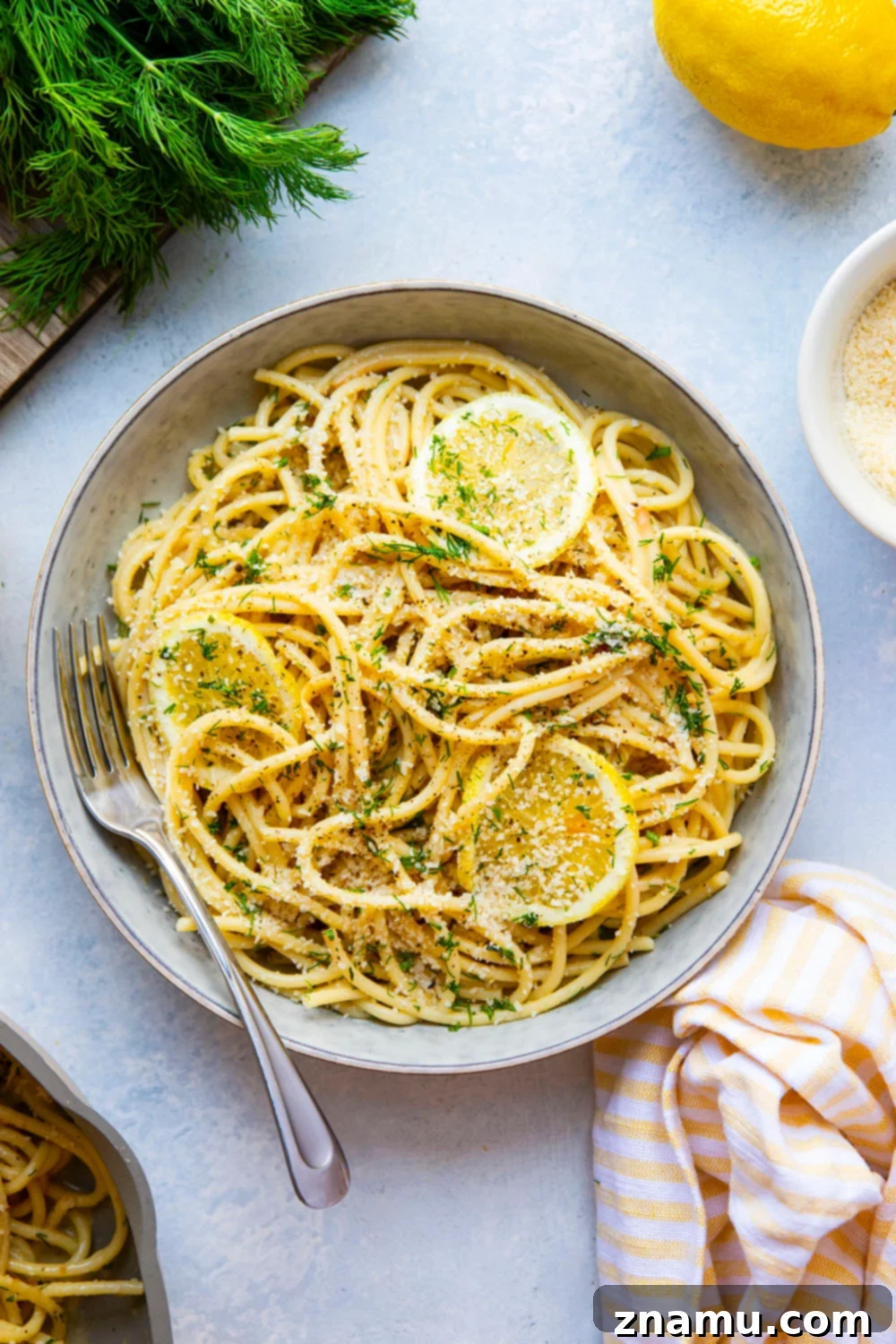 Golden Butter Lemon Dill Pasta 5 This simple lemon dill pasta features tender bucatini pasta in a flavorful browned butter lemon dill sauce. - ready in minutes with only 5 ingredients and makes the best spring side dish!