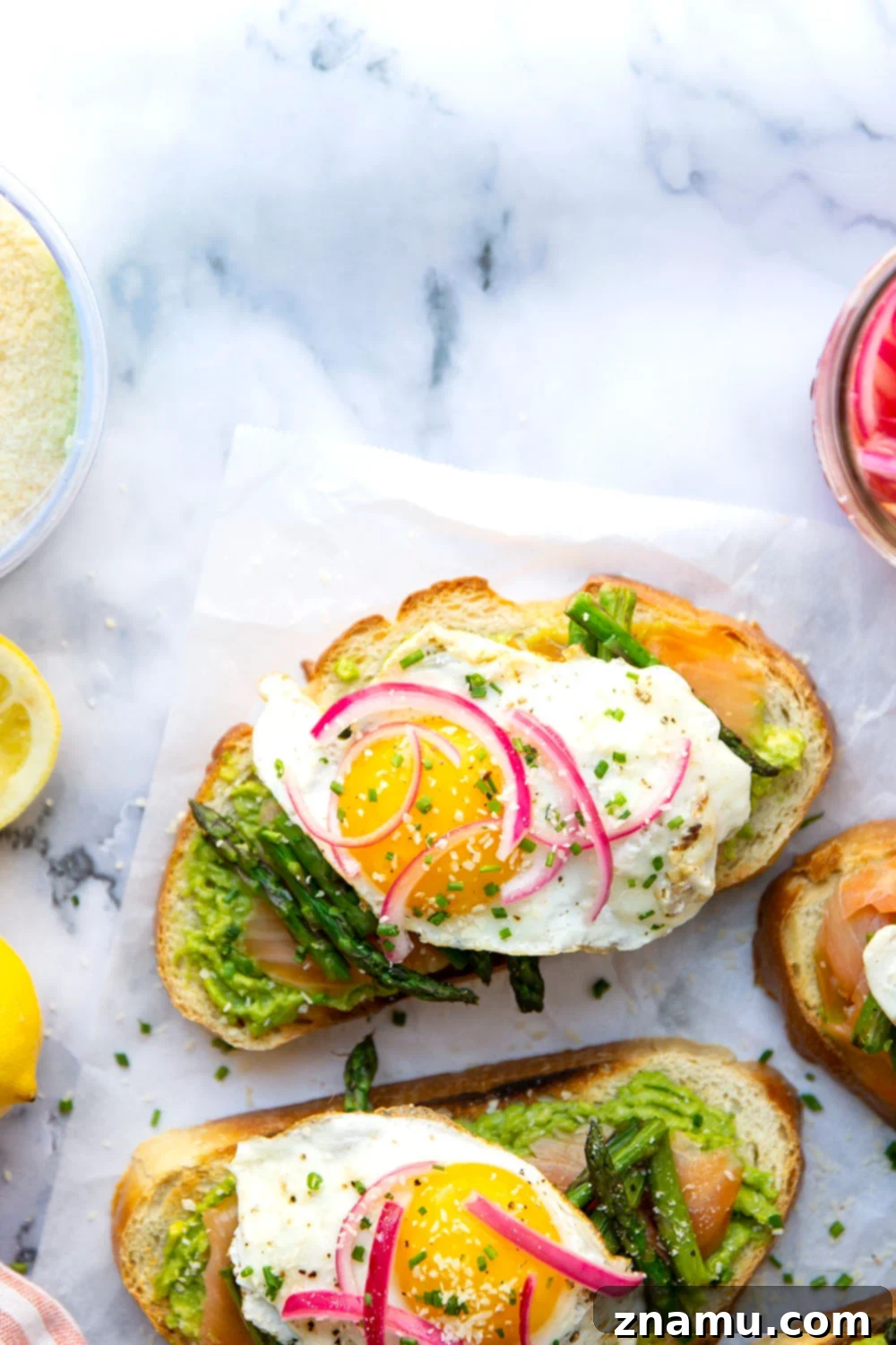 Elevated Smoked Salmon, Asparagus & Avocado Toast 3 Flavorful smoked salmon, creamy avocado, and tender asparagus join forces in this smoked salmon avocado toast that's both impressive and quick to make!