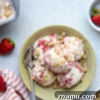 Çilekli Lor Peynirli Kıtır Dondurma 8 This rich and creamy cottage cheese ice cream features everything you love about a summer strawberry crisp with luscious swirls of fresh strawberry sauce and buttery oat streusel topping.