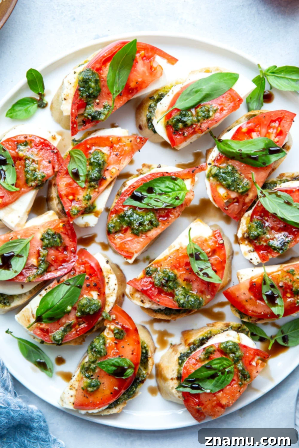 Fresh Basil Pesto Caprese Bruschetta 4 Close-up of freshly made basil pesto, highlighting its vibrant green color