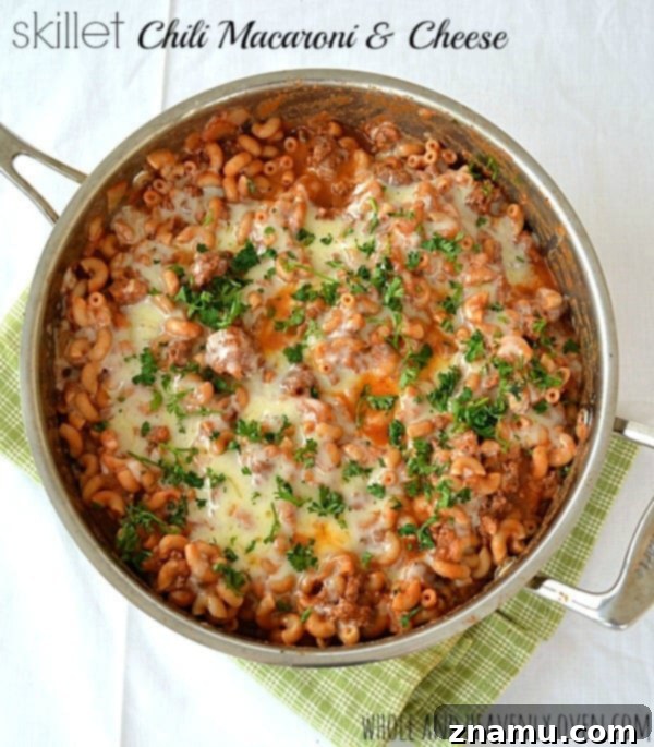 Chili Macaroni and Cheese Skillet 2 Delicious Skillet Chili Macaroni & Cheese with Melted Cheddar