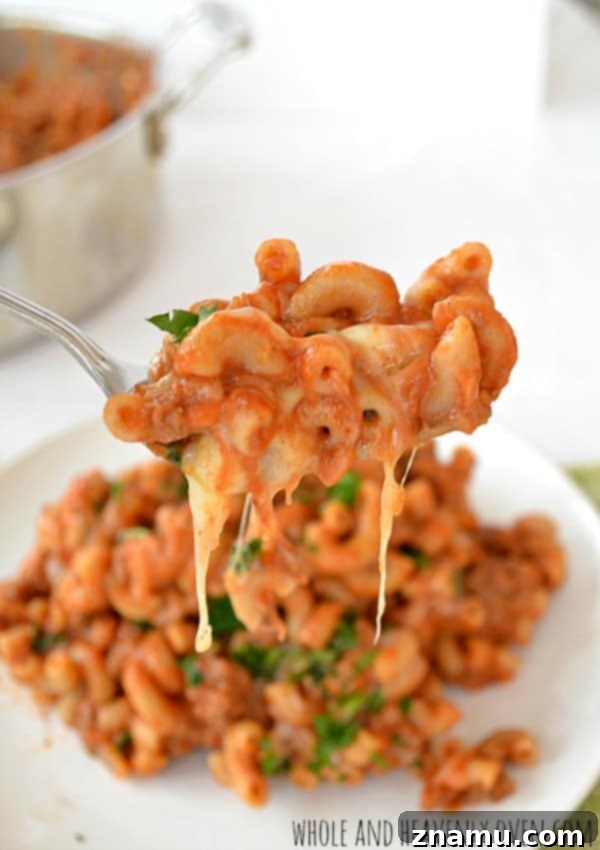 Chili Macaroni and Cheese Skillet 8 Generous serving of Skillet Chili Macaroni & Cheese with melted cheese