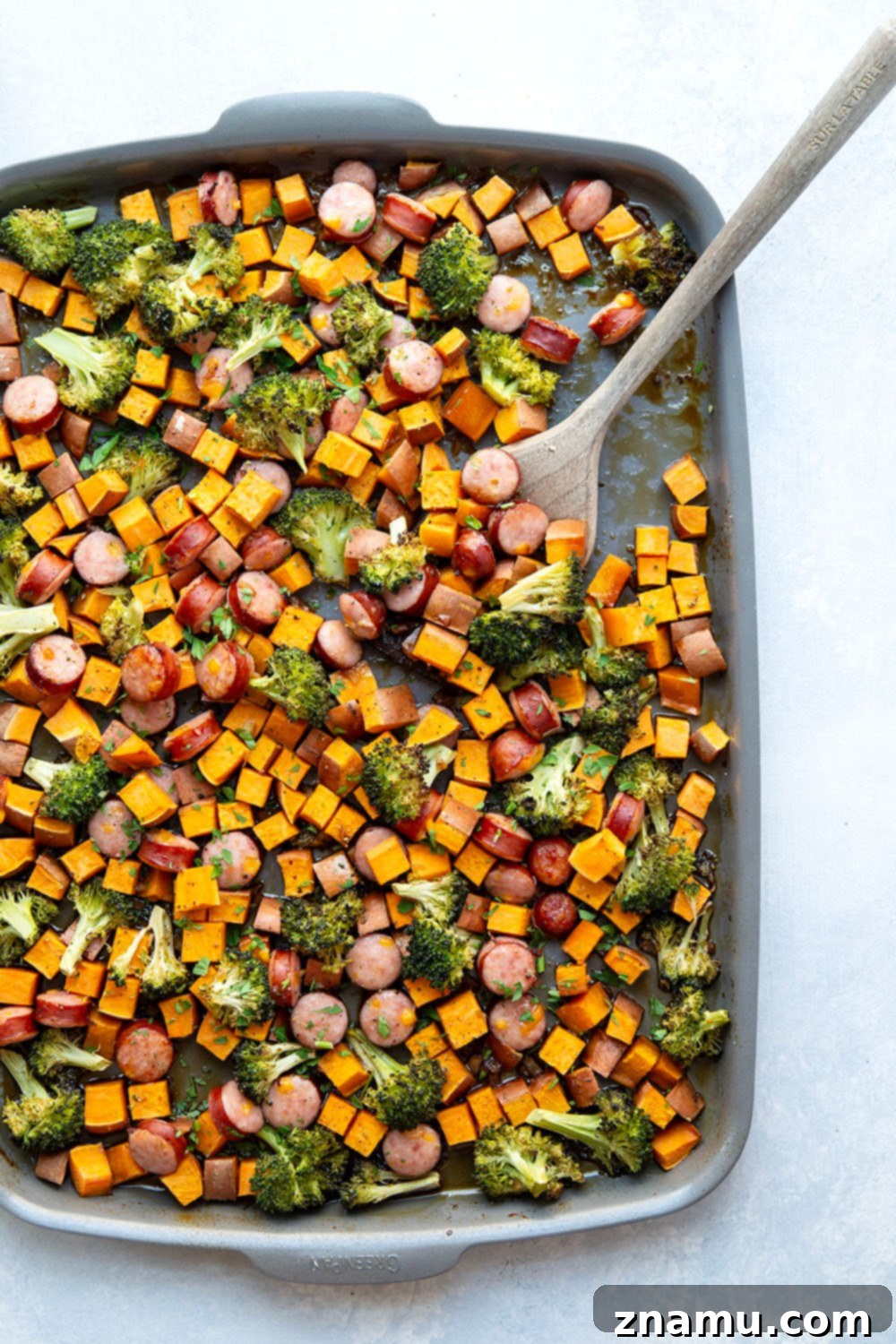 Sticky Honey Garlic Sheet Pan Sausage and Sweet Potatoes 2 Flavorful sheet pan sausage and sweet potatoes with honey garlic sauce, ready in under an hour for an easy weeknight meal.