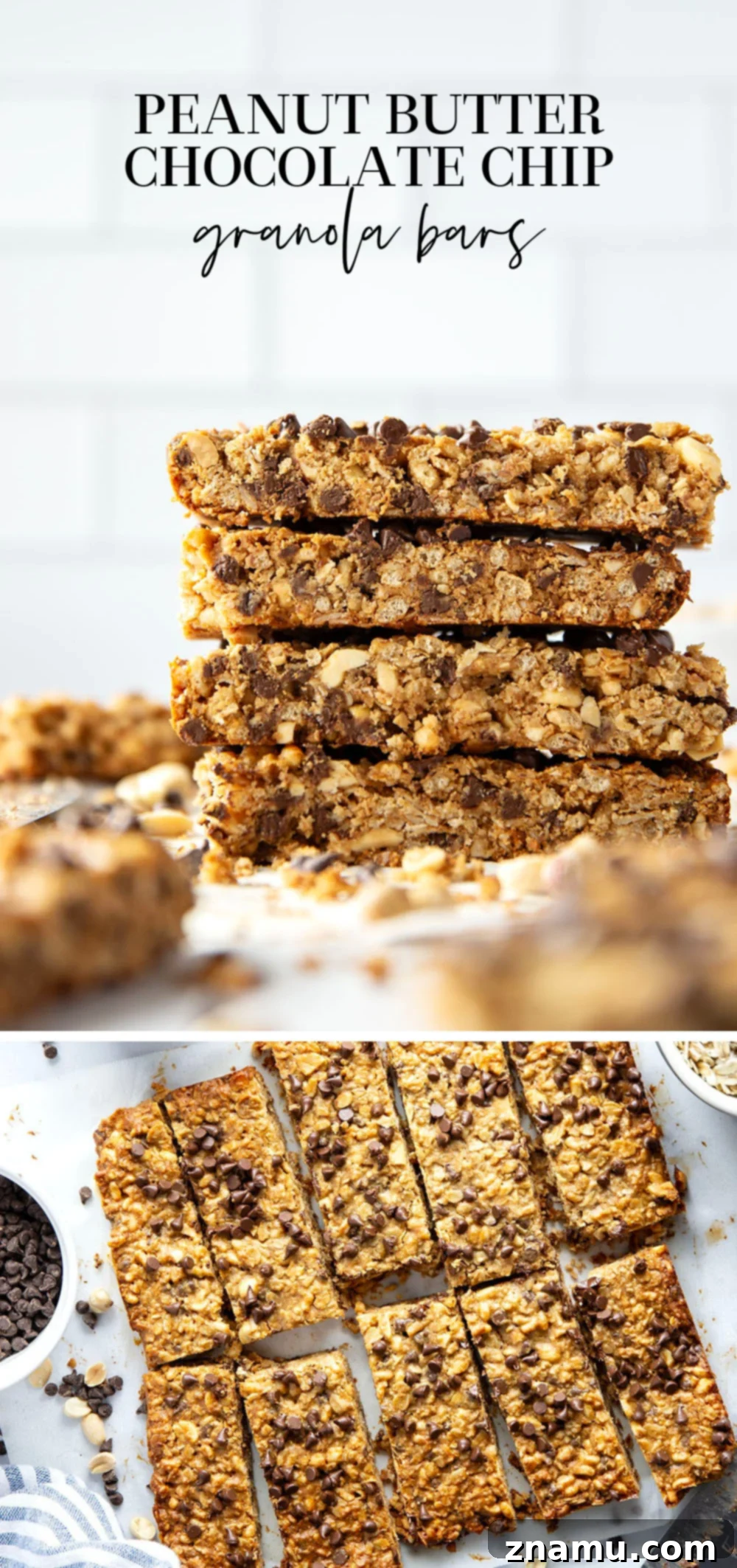 Decadent Peanut Butter Chocolate Granola Bars 7 Soft and chewy peanut butter chocolate granola bars are fast to mix up and make a filling grab-and-go snack or breakfast!