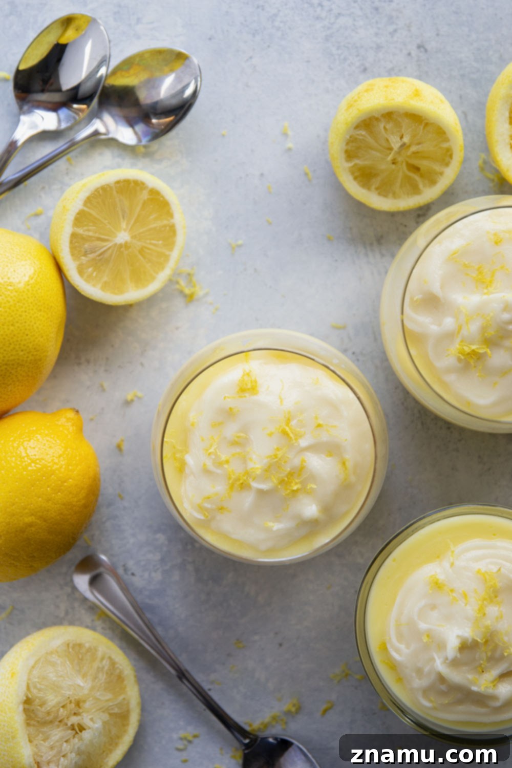 Zesty Lemon Pudding with Creamy Cheesecake Topping 3 Homemade lemon pudding is perfectly sweet, lemony, and absolutely heavenly with a rich cream cheese frosting spooned on top.