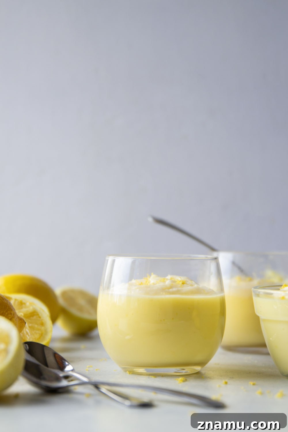 Zesty Lemon Pudding with Creamy Cheesecake Topping 4 Homemade lemon pudding is perfectly sweet, lemony, and absolutely heavenly with a rich cream cheese frosting spooned on top.