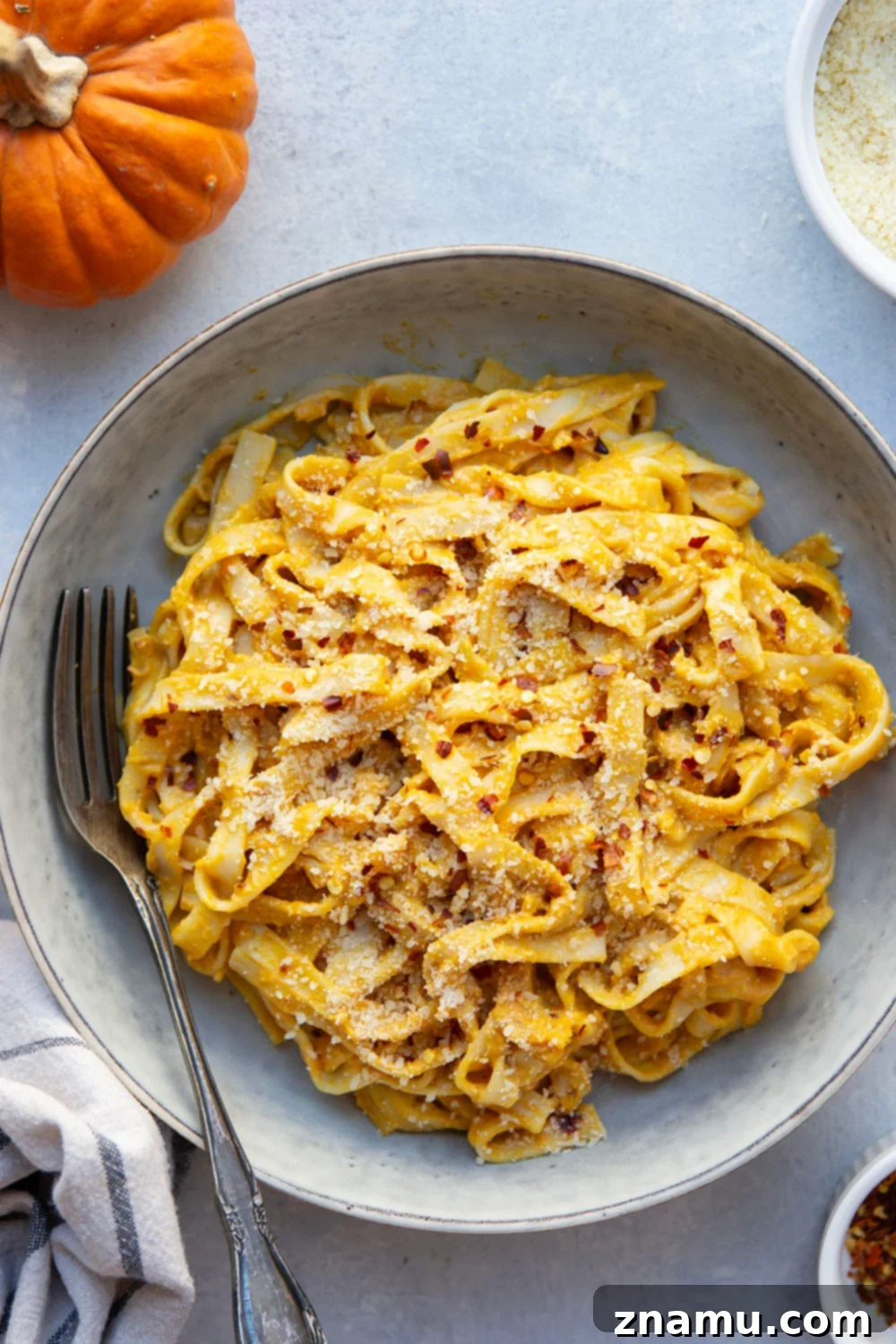 Velvety Miso Pumpkin Pasta 3 Flavorful miso bumps all the flavors up in this rich and creamy miso pumpkin pasta! It's ready in 30 minutes and goes well with any fall meal.
