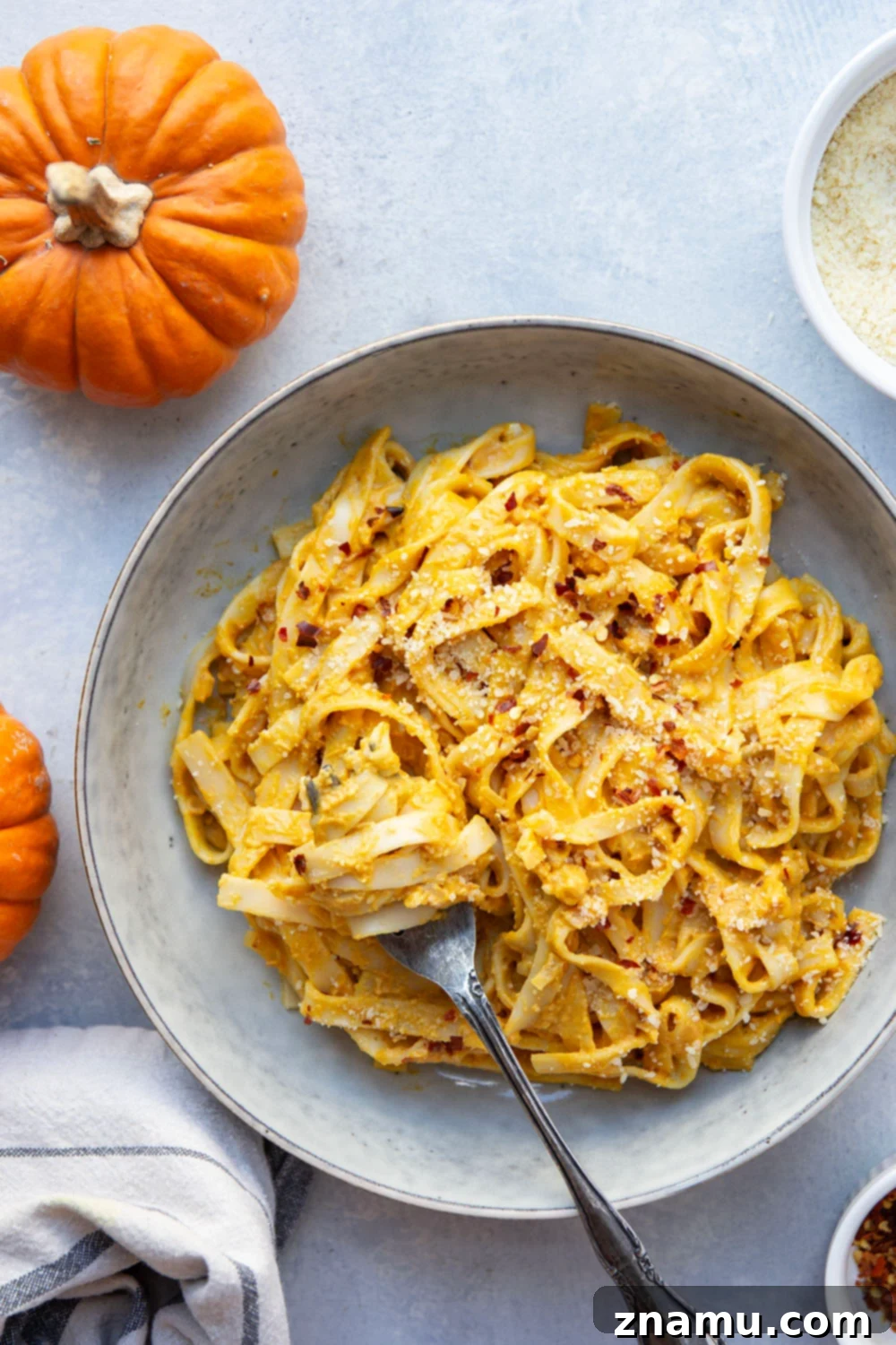 Velvety Miso Pumpkin Pasta 6 Flavorful miso bumps all the flavors up in this rich and creamy miso pumpkin pasta! It's ready in 30 minutes and goes well with any fall meal.