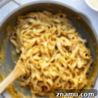 Flavorful miso bumps all the flavors up in this rich and creamy miso pumpkin pasta! It's ready in 30 minutes and goes well with any fall meal.