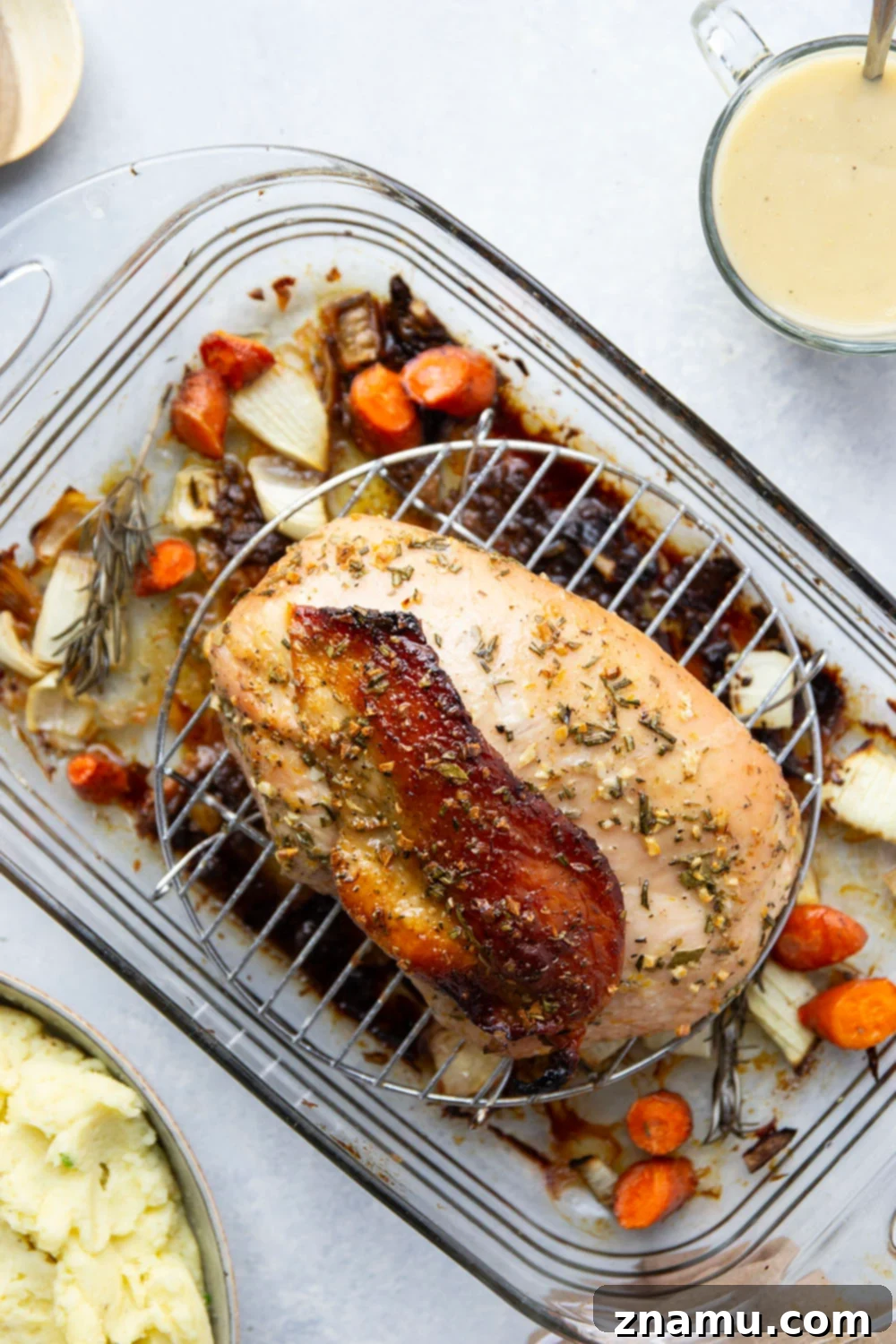 Succulent Dry-Brined Turkey Breast with Tangy Apple Cider Gravy 3 This dry brined turkey breast is incredibly tender and juicy from a flavorful dry brine and the perfect way to serve turkey for a smaller crowd! Serve with your favorite side dishes and lots of flavorful apple cider gravy on top.