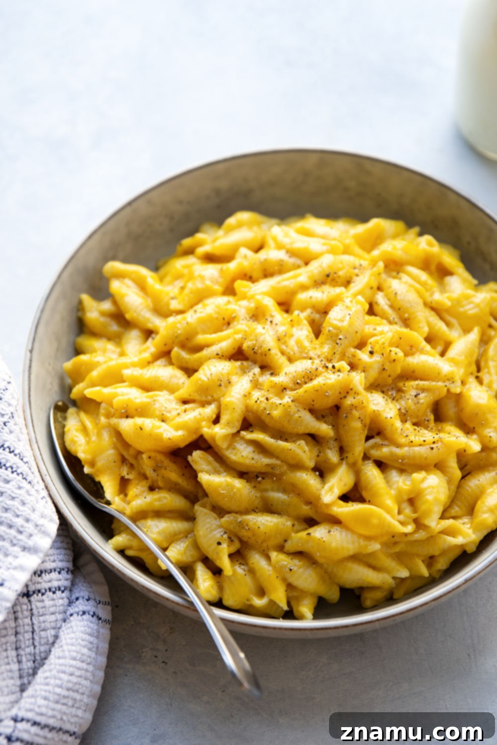 Velvety Instant Pot Butternut Squash Mac and Cheese 5 Butternut squash mac and cheese in a bowl, ready to serve