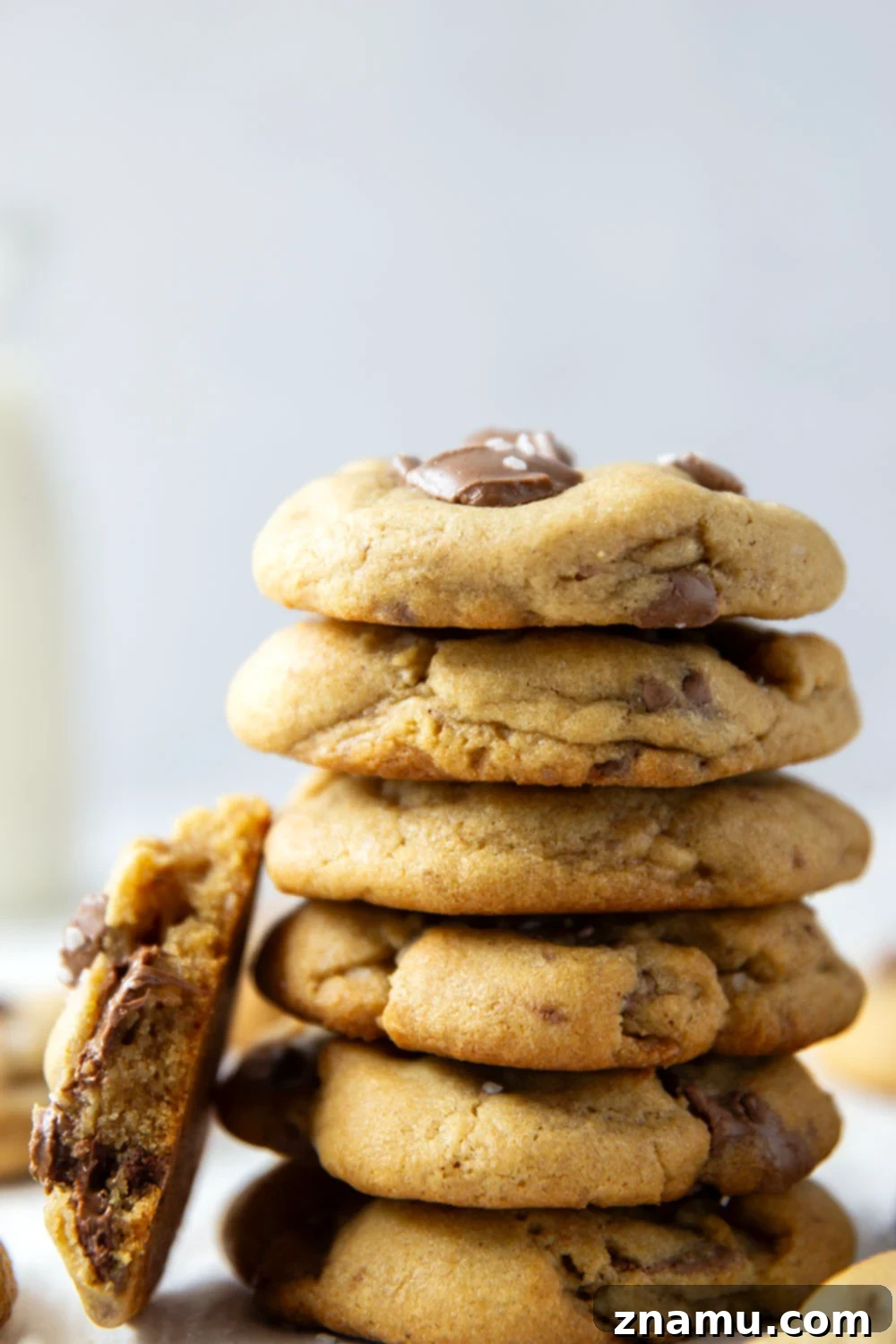 Decadent Brown Butter Chocolate Chunk Cookies 2 A stack of perfectly baked brown butter chocolate chunk cookies, soft, chewy, and bursting with gooey chocolate.