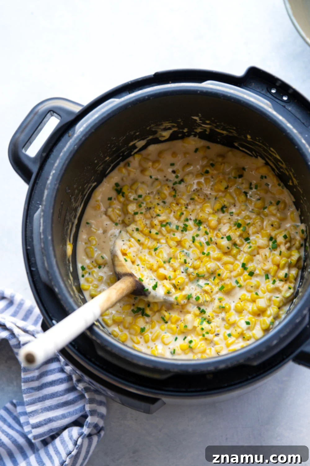 Velvety Instant Pot Creamed Corn 4 Made entirely in the instant pot in minutes, this instant pot creamed corn is so rich and creamy and the perfect side dish for any holiday meal!