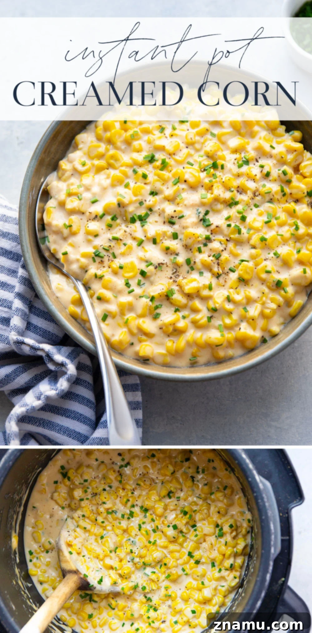 Velvety Instant Pot Creamed Corn 7 Made entirely in the instant pot in minutes, this instant pot creamed corn is so rich and creamy and the perfect side dish for any holiday meal!