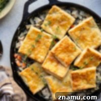Hearty Turkey Wild Rice Pot Pie 8 This turkey wild rice pot pie features a creamy filling of wild rice and turkey with flaky homemade pastry squares baked on top. It's the perfect use for leftover turkey!