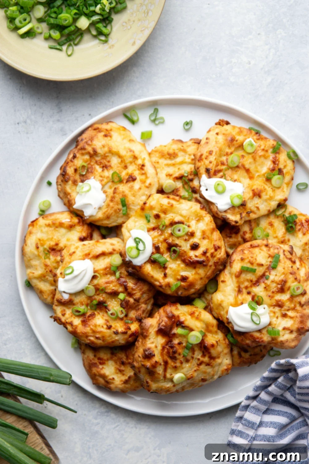 Crispy Air Fryer Mashed Potato Cakes 4 Close-up of crispy Air Fryer Mashed Potato Cakes.