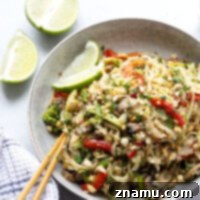 Vibrant Veggie Pad Thai 8 Loaded with sautéed veggies and tender noodles in a savory sauce, this vegetarian pad thai is so packed with flavor, you won't even miss the meat!