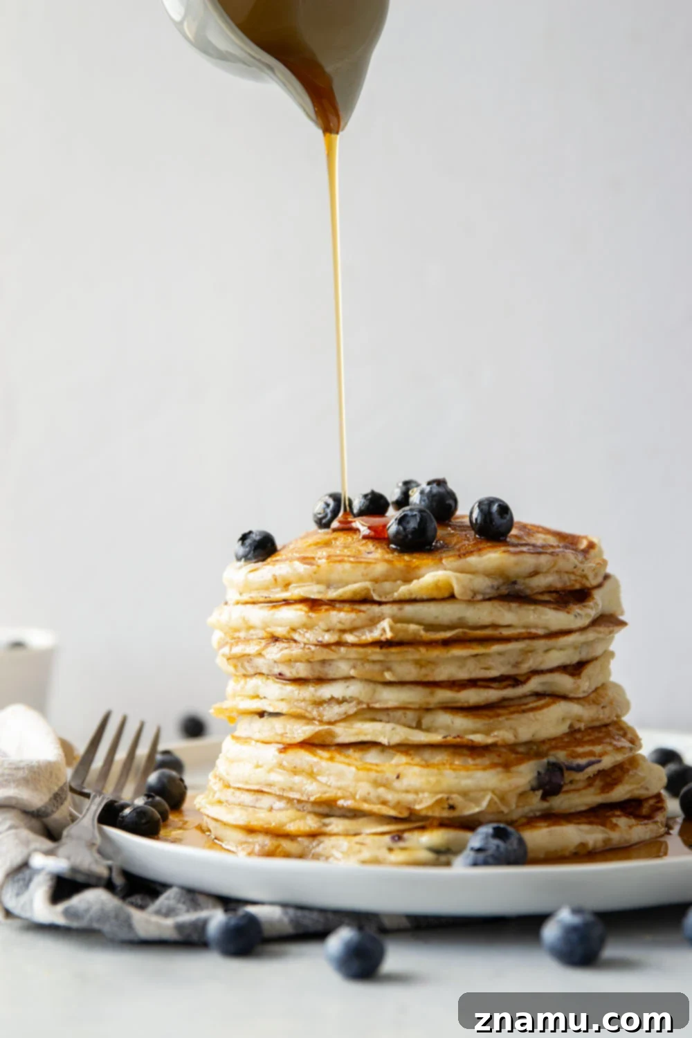 Pillowy Blueberry Ricotta Pancakes 4 Ingredients for blueberry ricotta pancakes laid out on a counter