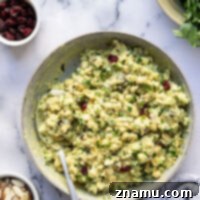 This curried chickpea salad is full of everything you love about the typical chicken salad including crunchy almonds, dried cranberries, a creamy curry dressing, and smashed chickpeas in place of the chicken!
