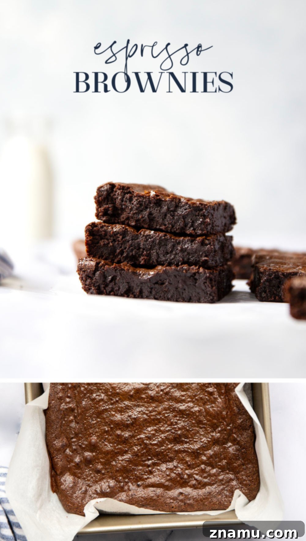 Espresso Fudge Brownies 7 Rich espresso and chocolate are the perfect duo in these thick and fudgy espresso brownies!