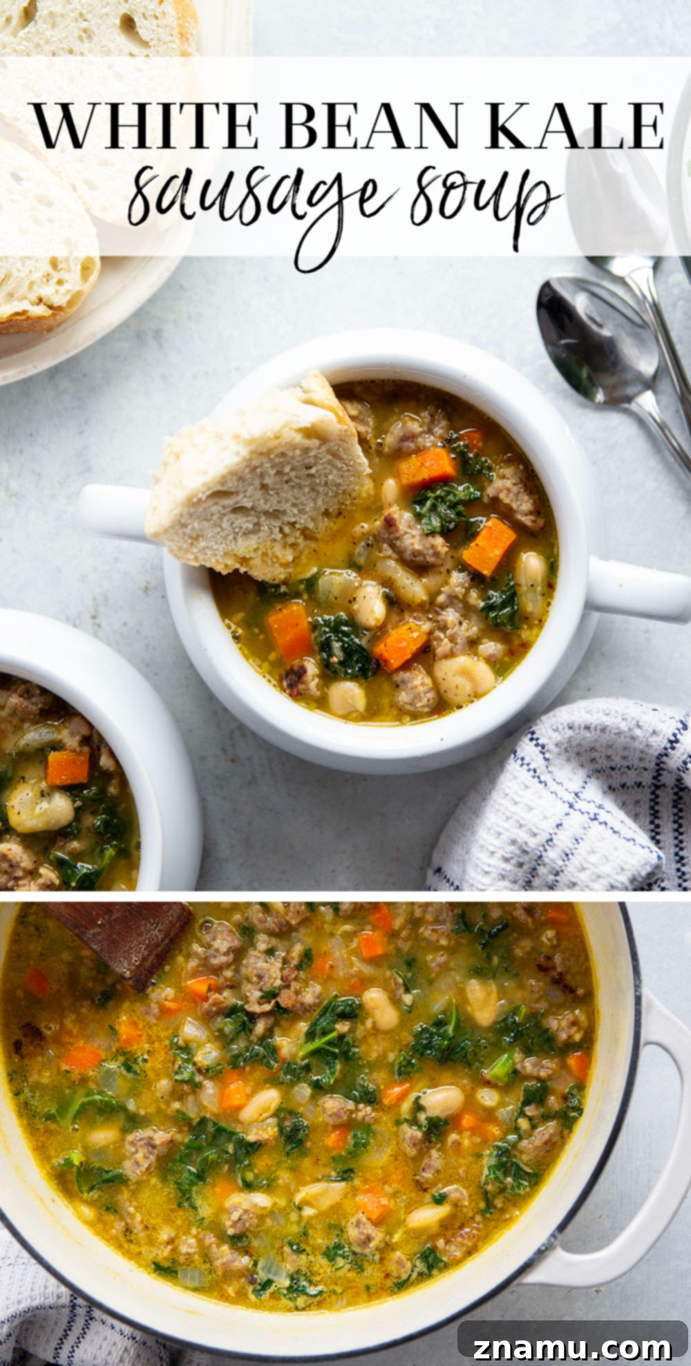 Hearty Miso White Bean And Sausage Kale Soup 7 Savory miso, tender white beans and browned sausage are incredible together in this hearty white bean kale sausage soup! Best paired with a thick wedge of bread for dipping.