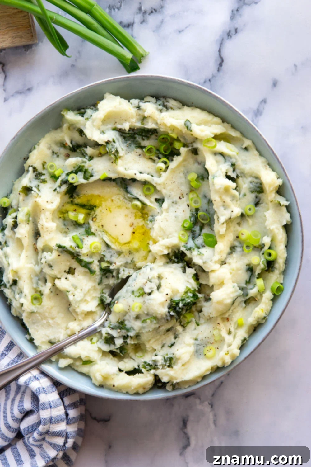 Quick Instant Pot Colcannon 4 This instant pot colcannon is made entirely in the instant pot in minutes and features perfectly fluffy mashed potatoes with buttery sauteed greens.
