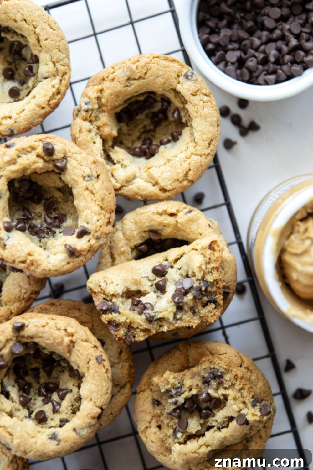 Ultimate Chocolate Chip Peanut Butter Cookie Cups 6 These soft and chewy peanut butter cookie cups are packed with plenty of creamy peanut butter and gooey chocolate chips. No-fuss, easy recipe that's ready in less than 30 minutes!