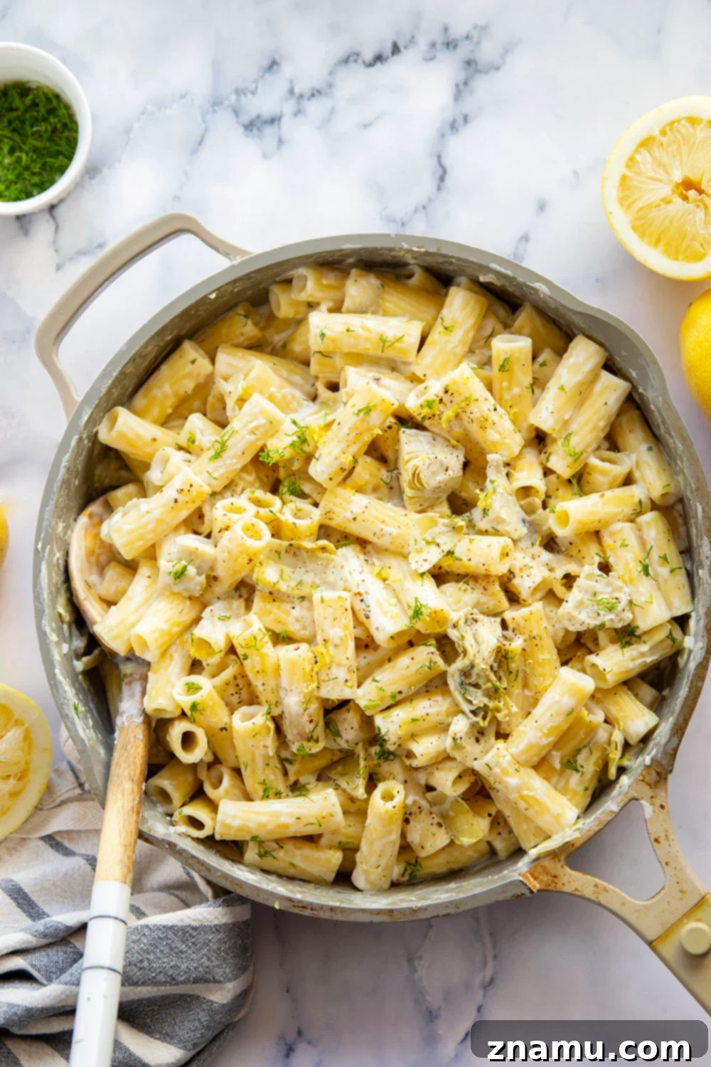 Zesty Lemon Artichoke Ricotta Pasta 2 Fresh lemon and tender artichoke hearts are the perfect pairing in this creamy lemon ricotta pasta! Ready in minutes with only a handful of ingredients.