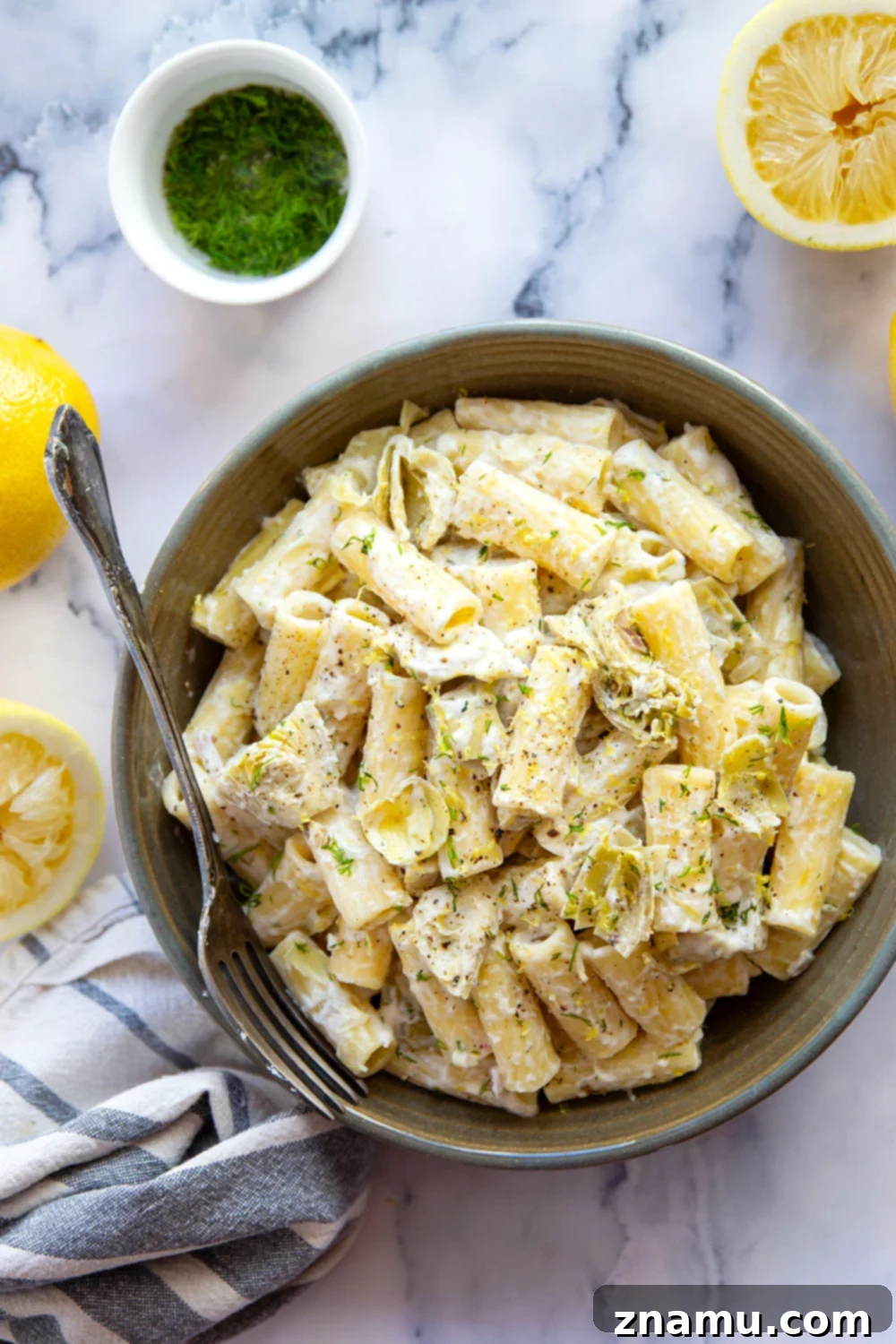 Zesty Lemon Artichoke Ricotta Pasta 3 Fresh lemon and tender artichoke hearts are the perfect pairing in this creamy lemon ricotta pasta! Ready in minutes with only a handful of ingredients.
