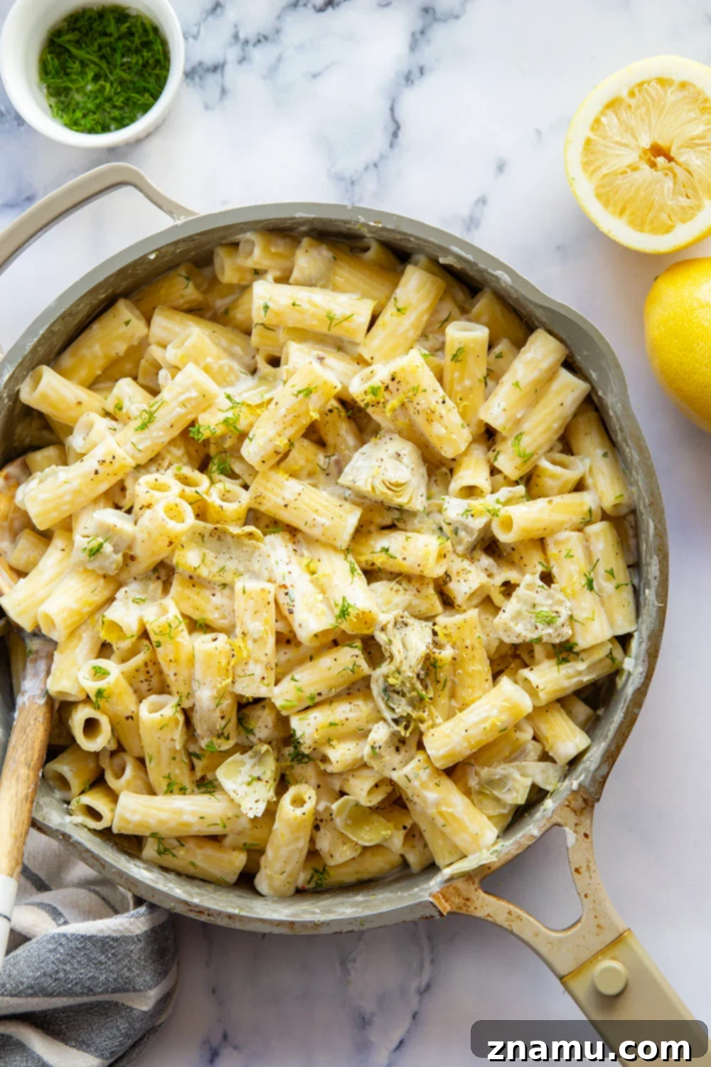 Zesty Lemon Artichoke Ricotta Pasta 4 Fresh lemon and tender artichoke hearts are the perfect pairing in this creamy lemon ricotta pasta! Ready in minutes with only a handful of ingredients.
