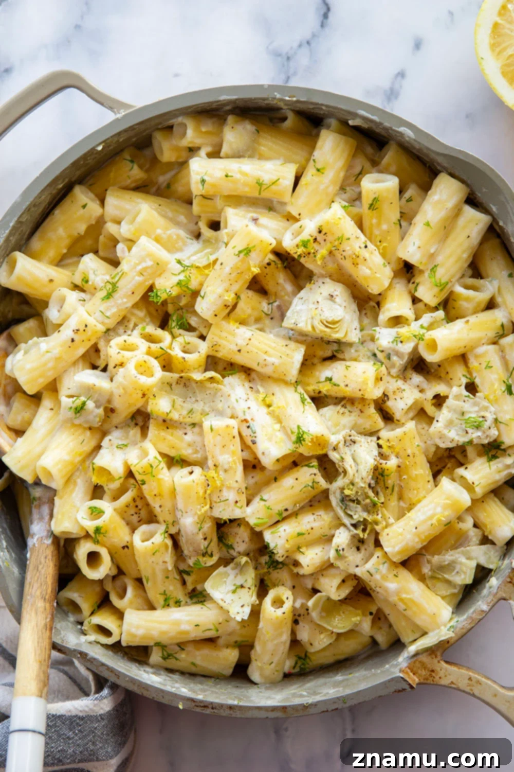 Zesty Lemon Artichoke Ricotta Pasta 6 Fresh lemon and tender artichoke hearts are the perfect pairing in this creamy lemon ricotta pasta! Ready in minutes with only a handful of ingredients.