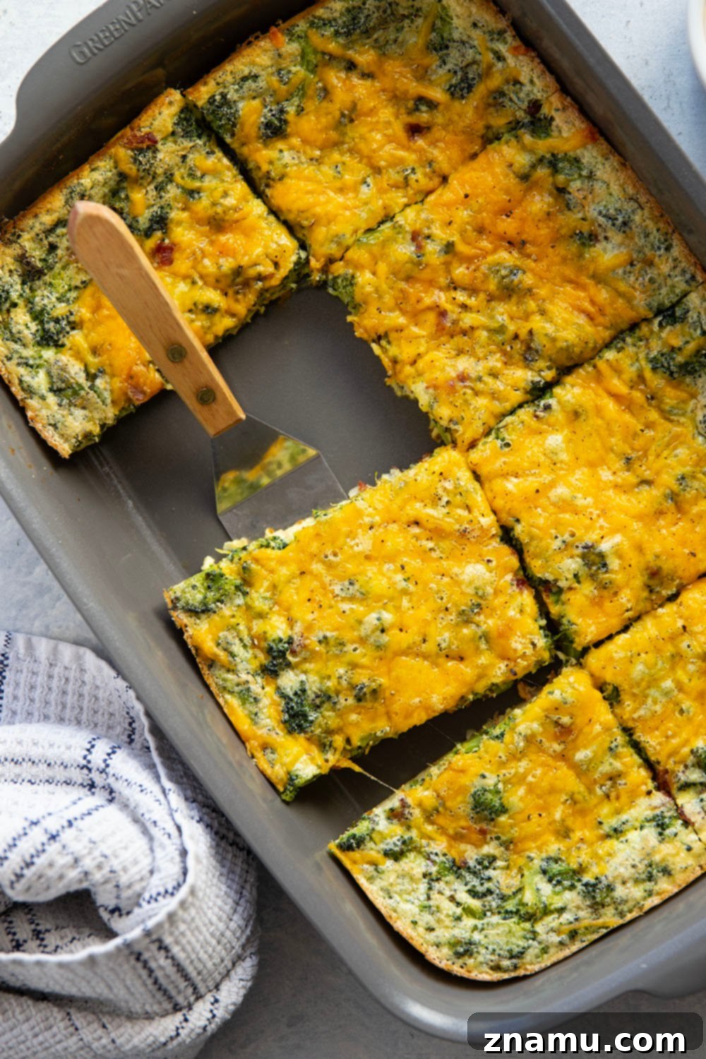 Golden Broccoli Cheddar Egg Bake 2 Tender broccoli and rich cheddar are a dream pairing in this easy cheddar broccoli egg bake that's perfect for serving brunch for a crowd!