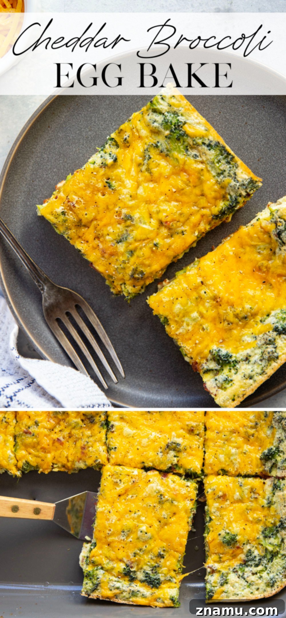Golden Broccoli Cheddar Egg Bake 7 Tender broccoli and rich cheddar are a dream pairing in this easy cheddar broccoli egg bake that's perfect for serving brunch for a crowd!