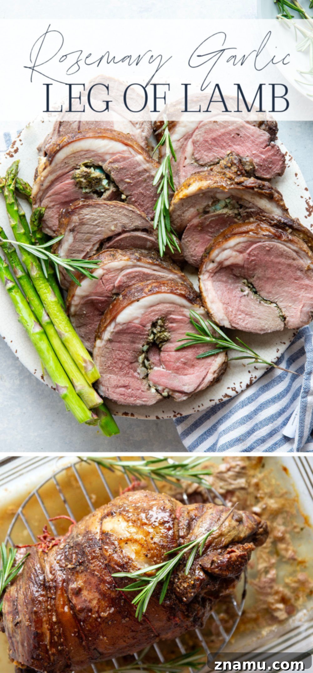 Aromatic Rosemary Garlic Leg of Lamb 7 The finished rosemary garlic leg of lamb, perfectly carved and ready for serving.