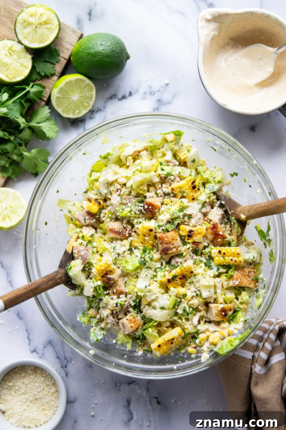 Zesty Elote Chopped Salad 2 Vibrant Mexican Street Corn Chopped Salad with Grilled Chicken and Creamy Lime Dressing