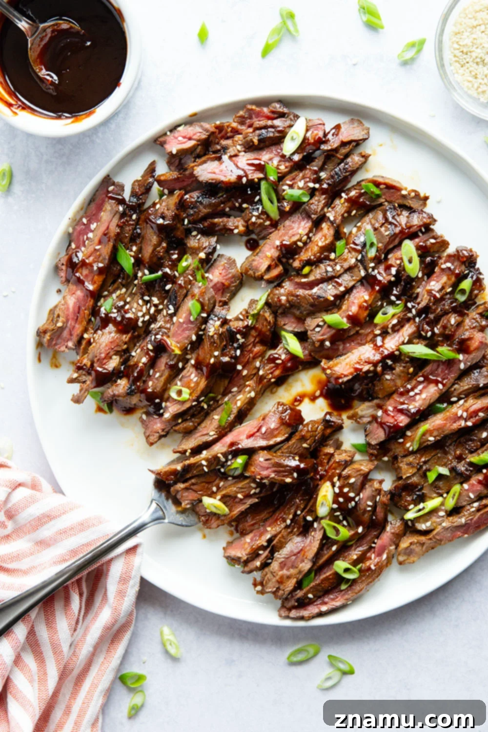 Spicy Gochujang Grilled Skirt Steak 2 Marinated in a spicy gochujang sauce and grilled to smoky perfection, this grilled gochujang skirt steak can be prepped ahead of time and is always a popular meat for cookouts!