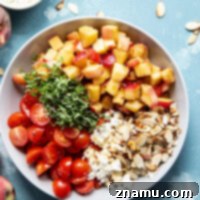 Peach Feta Heatwave Salad 8 This peach feta salad features juicy peaches, tangy feta, and an incredible sweet and spicy hot honey sauce coating every bite!