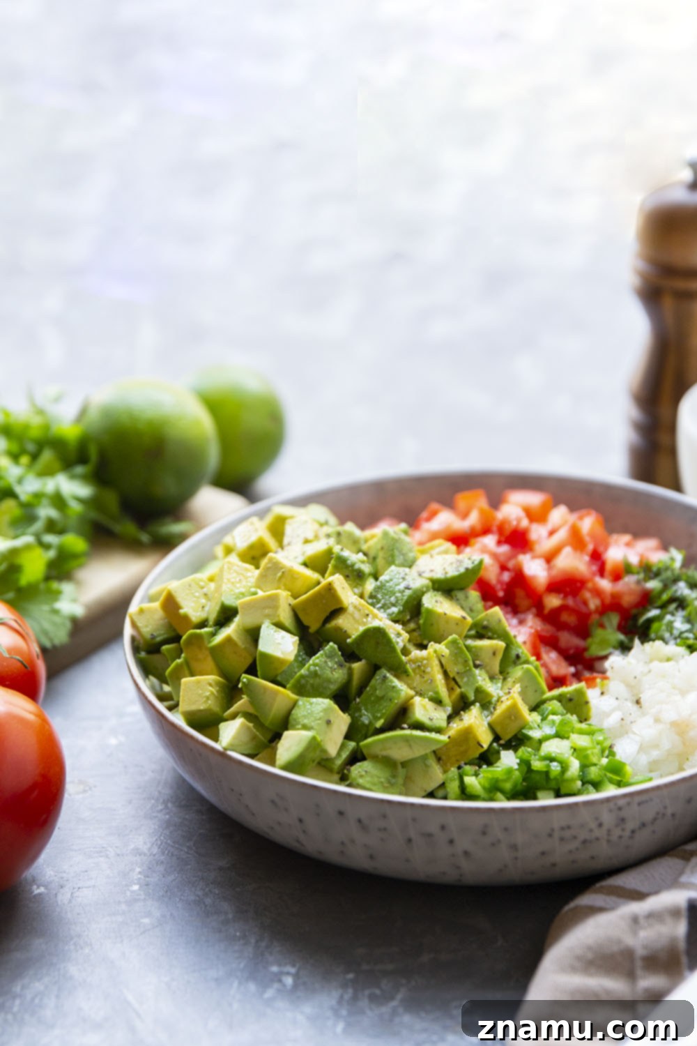 The Ultimate Chunky Avocado Salsa 5 A vibrant bowl of freshly prepared chunky avocado salsa, served alongside crispy tortilla chips, inviting viewers to dig in.